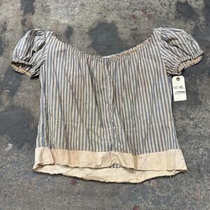 Vintage Film Costume 40s 50s Does Victorian Antique Style Distressed Striped Top